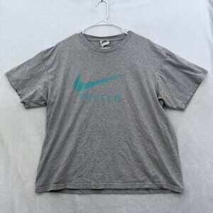 Vintage Nike T Shirt Mens L Gray Swoosh Soccer Logo Made In USA 90s